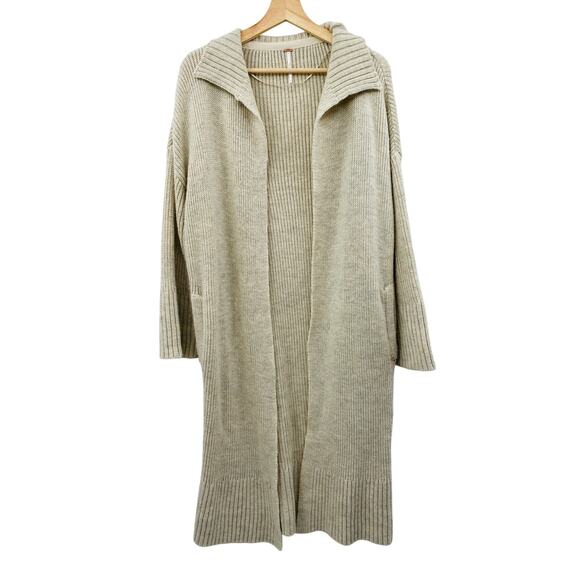 Free People cream ribbed finley maxi cardigan sweater - Picture 3 of 8